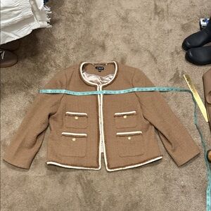 J. Crew Tan Tweed Jacket with Chain Detail